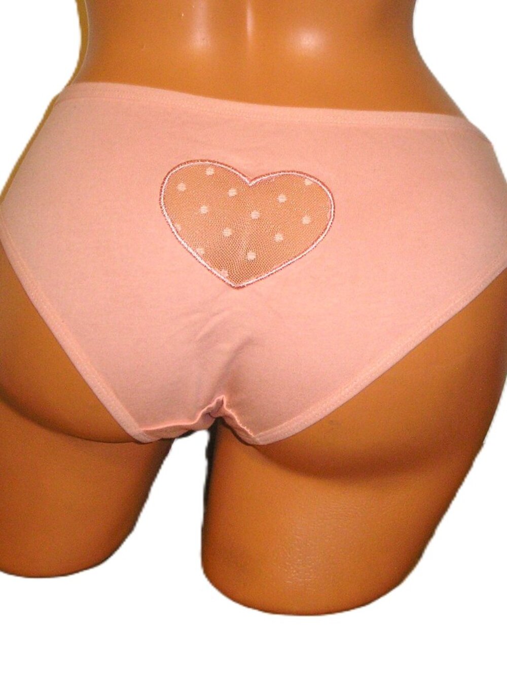 Set of 2 Panties Lingerie Pink Mesh Heart Back Bikini Large